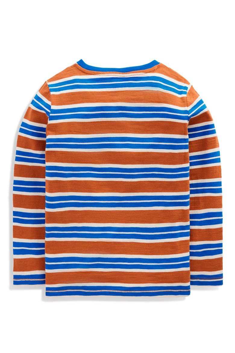 Kids' Everyday Long Sleeve Cotton Pocket T-Shirt, Alternate, color, BROWN / GALLERY BLUE