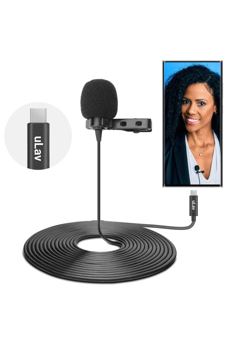 uLav - Wired Omnidirectional USB-C Lavalier Clip On Microphone, Main, color, Black