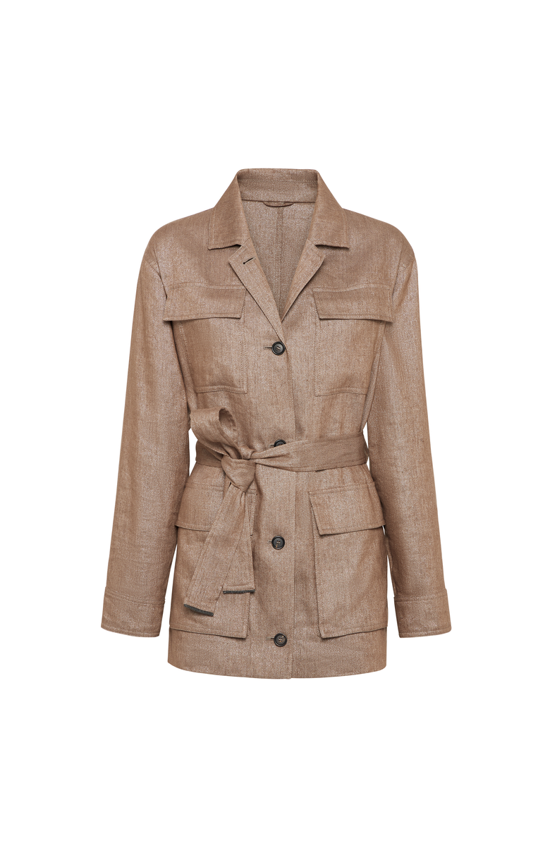 Brunello Cucinelli Sparkling twill Safari jacket, Main, color, Hazelnut