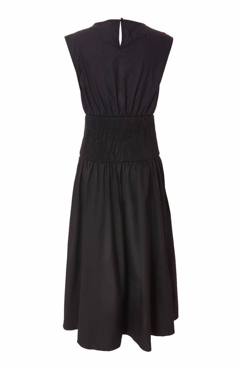 QUIZ Poplin Sheered Waist Maxi Dress, Alternate, color, Black