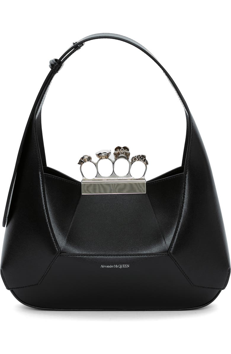 McQueen Jewelled Leather Hobo, Main, color,