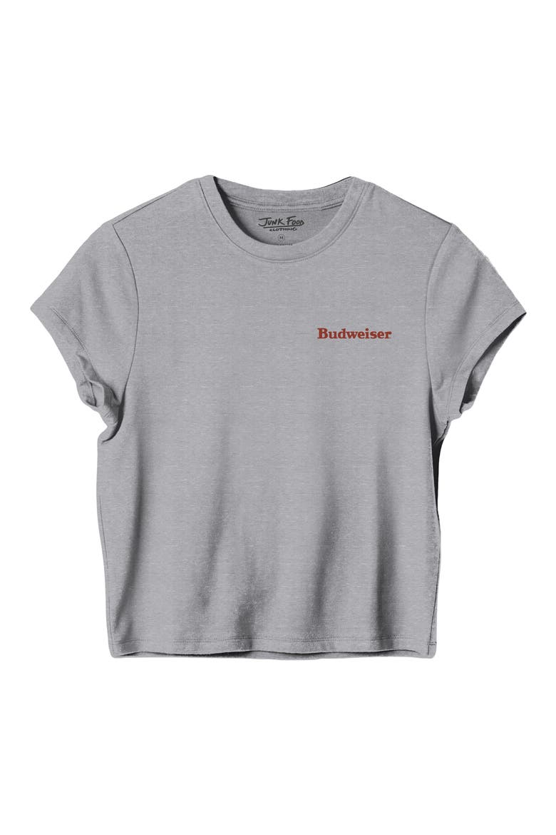 Budweiser Graphic Cropped T-shirt, Main, color, HEATHER GREY