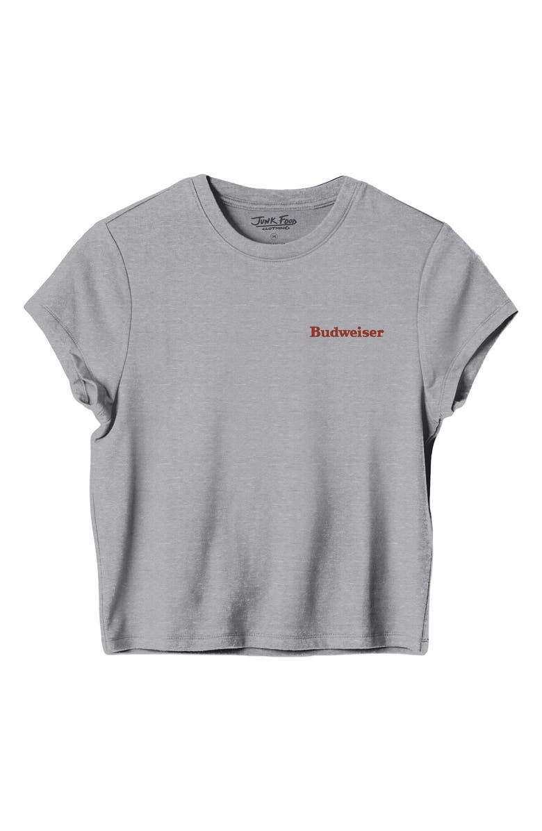 Junk Food Budweiser Graphic Cropped T-shirt, Main, color, Heather Grey