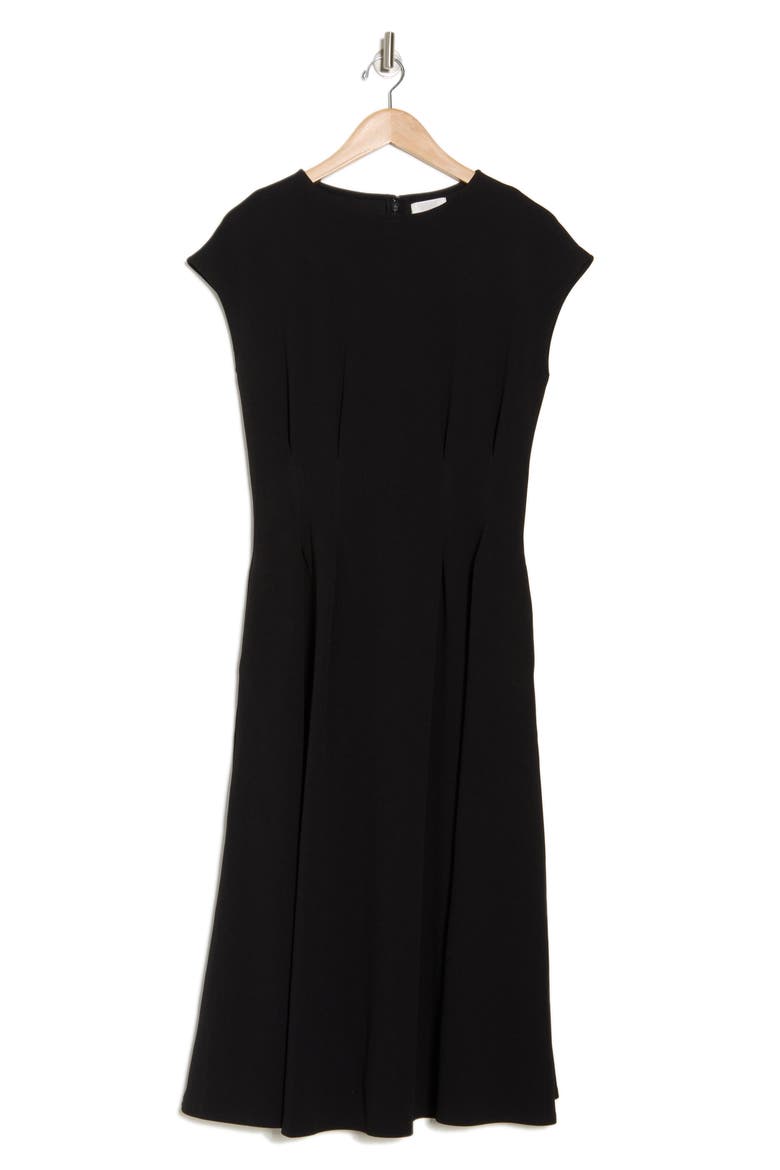 Pleated Waist Knit A-Line Dress, Alternate, color, BLACK