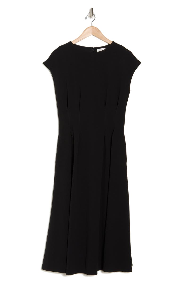 NORDSTROM RACK Pleated Waist Knit A-Line Dress, Alternate, color, Black