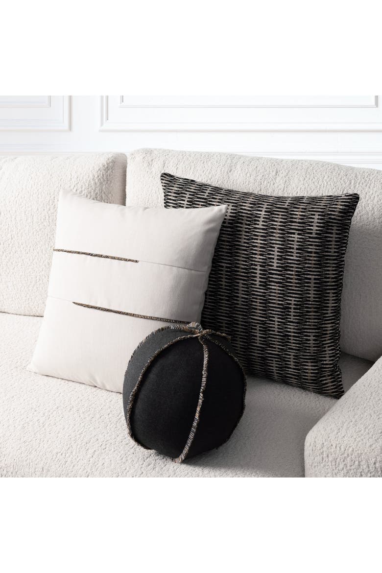 Micro Fringe Square Indoor & Outdoor Square Woven Accent Pillow with chenille accents, Alternate, color, Grigio