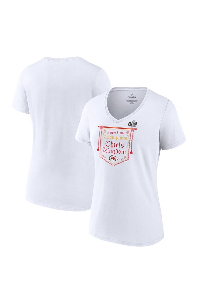 FANATICS Women's Fanatics Branded  White Kansas City Chiefs Super Bowl LVIII Champions On Top V-Neck T-Shirt, Main, color, 