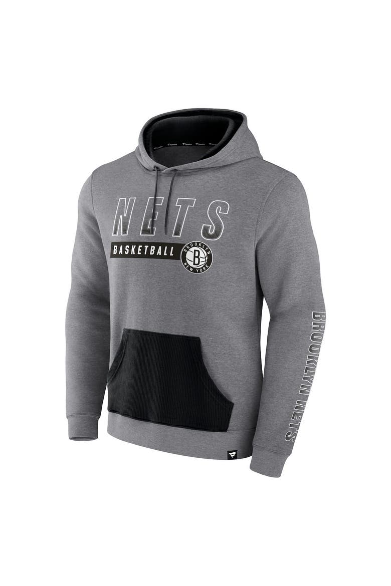 Men's Fanatics Branded Heathered Gray Brooklyn Nets Off The Bench Color Block Pullover Hoodie, Alternate, color, Heather Gray