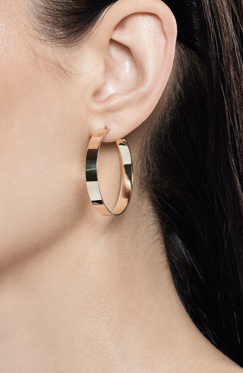 LANA 14K Gold 35mm Flat Vanity Hoops, Alternate, color,