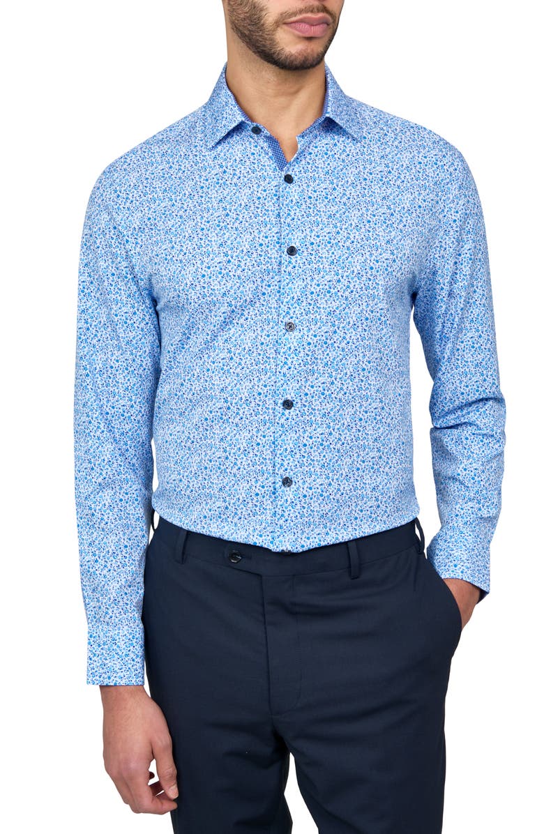 W.R.K Slim Fit Floral Print Recycled Performance Stretch Dress Shirt, Main, color,