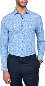 W.R.K Slim Fit Floral Print Recycled Performance Stretch Dress Shirt