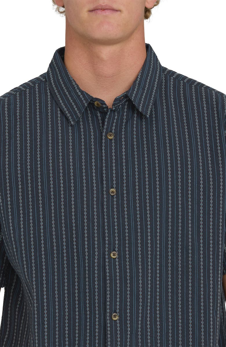 Billabong Garage Sandon Stripe Jacquard Cotton Camp Shirt, Alternate, color, True Navy