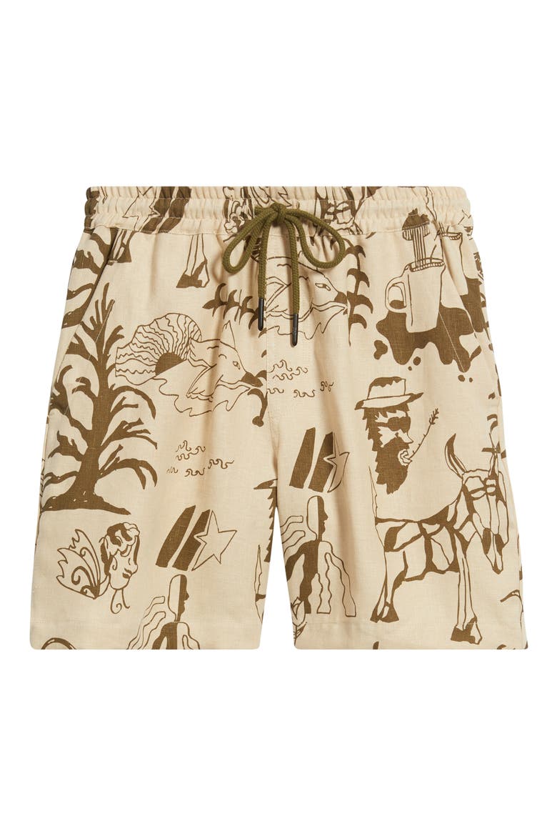 Poplan Porto Linen Drawstring Shorts, Alternate, color, BEIGE