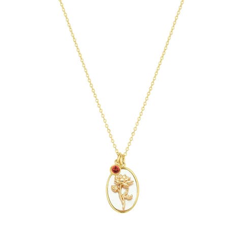 Katrina Birth Flower and Birthstone Charm Necklace