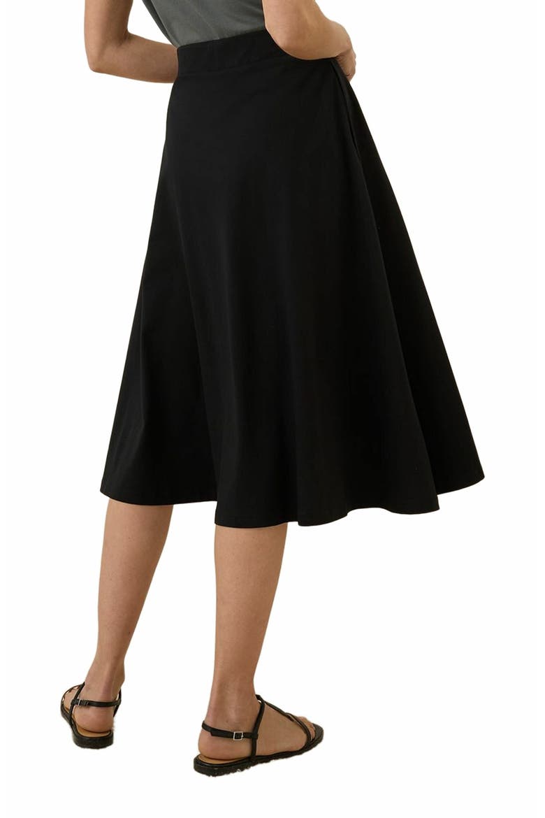 Organic Cotton Fit & Flare Midi Skirt, Alternate, color, Black