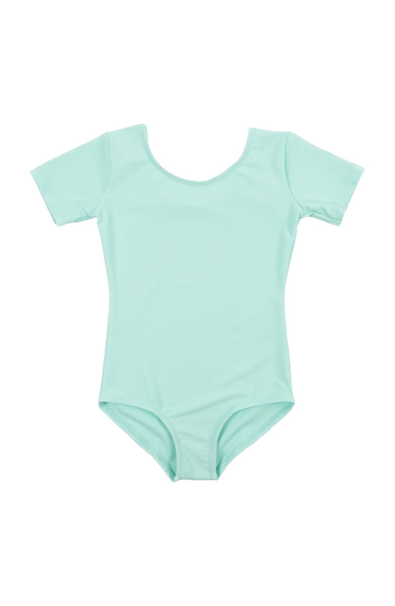 Leveret Girls Short Sleeve Leotard, Main, color, Aqua