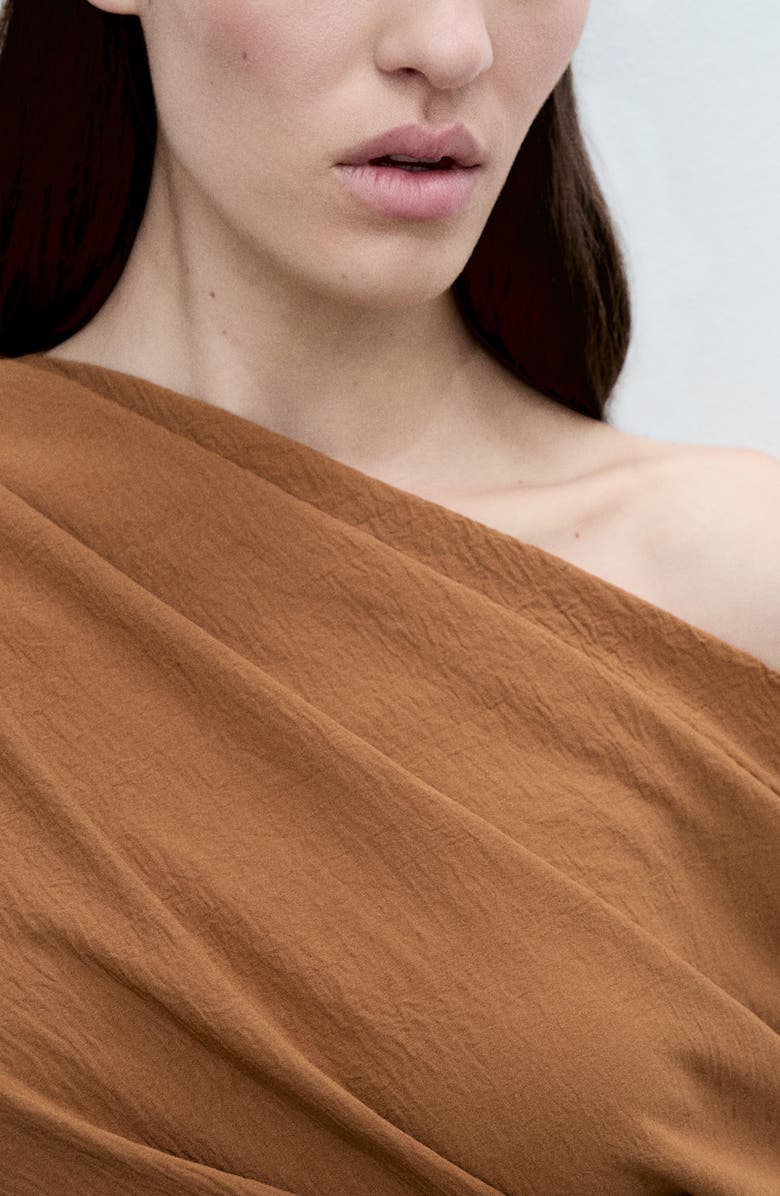 MANGO Asymmetric Off the Shoulder Ruched Top, Alternate, color, 