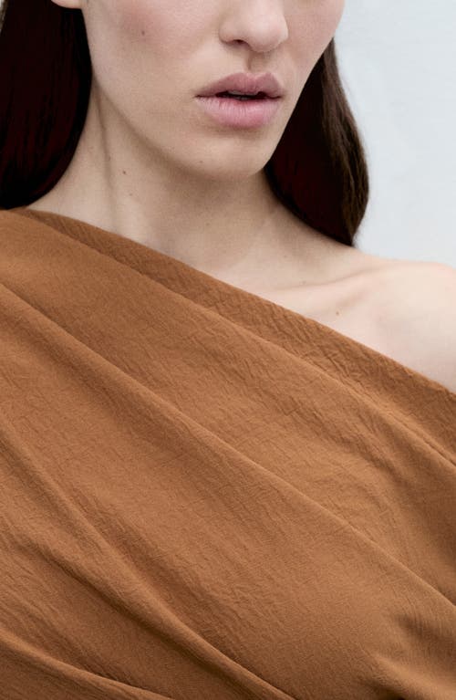 MANGO MANGO ASYMMETRIC OFF THE SHOULDER RUCHED TOP