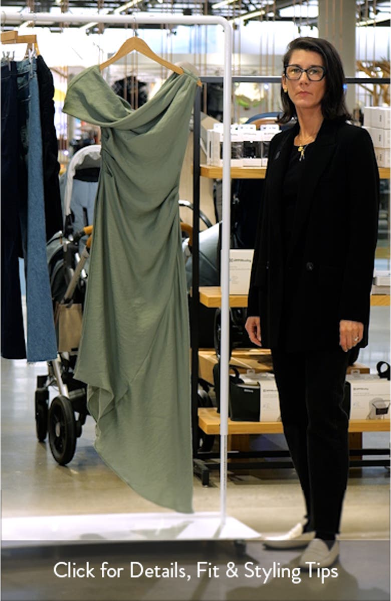 Ruched Asymmetric Hem One-Shoulder Dress, sales video thumbnail