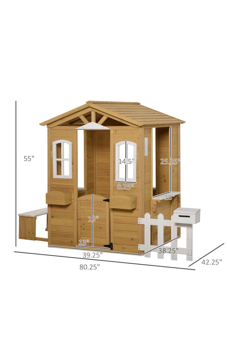 Outsunny Outdoor Wooden Playhouse with Working Doors, Windows, Mailbox, Alternate, color,