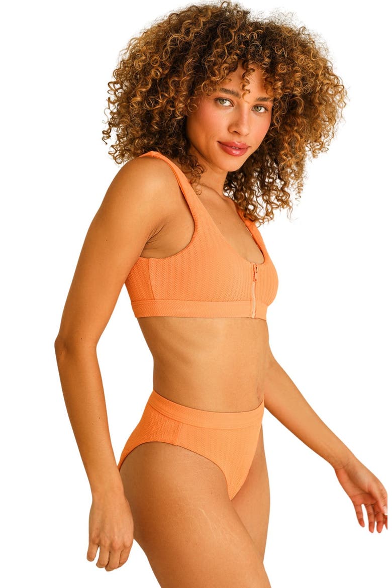 Wave Front Zipper Closure Bikini Top, Alternate, color, Reef