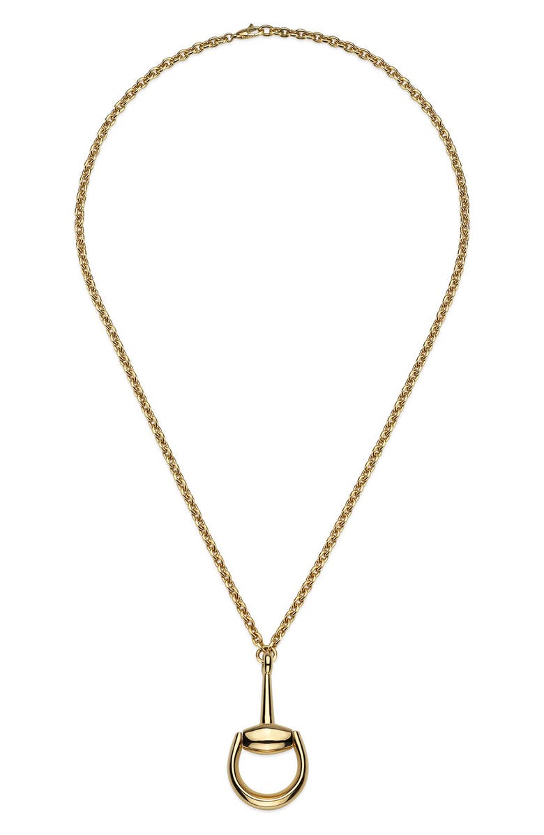 Gucci Horsebit Pendant Necklace, Main, color, Yellow Gold