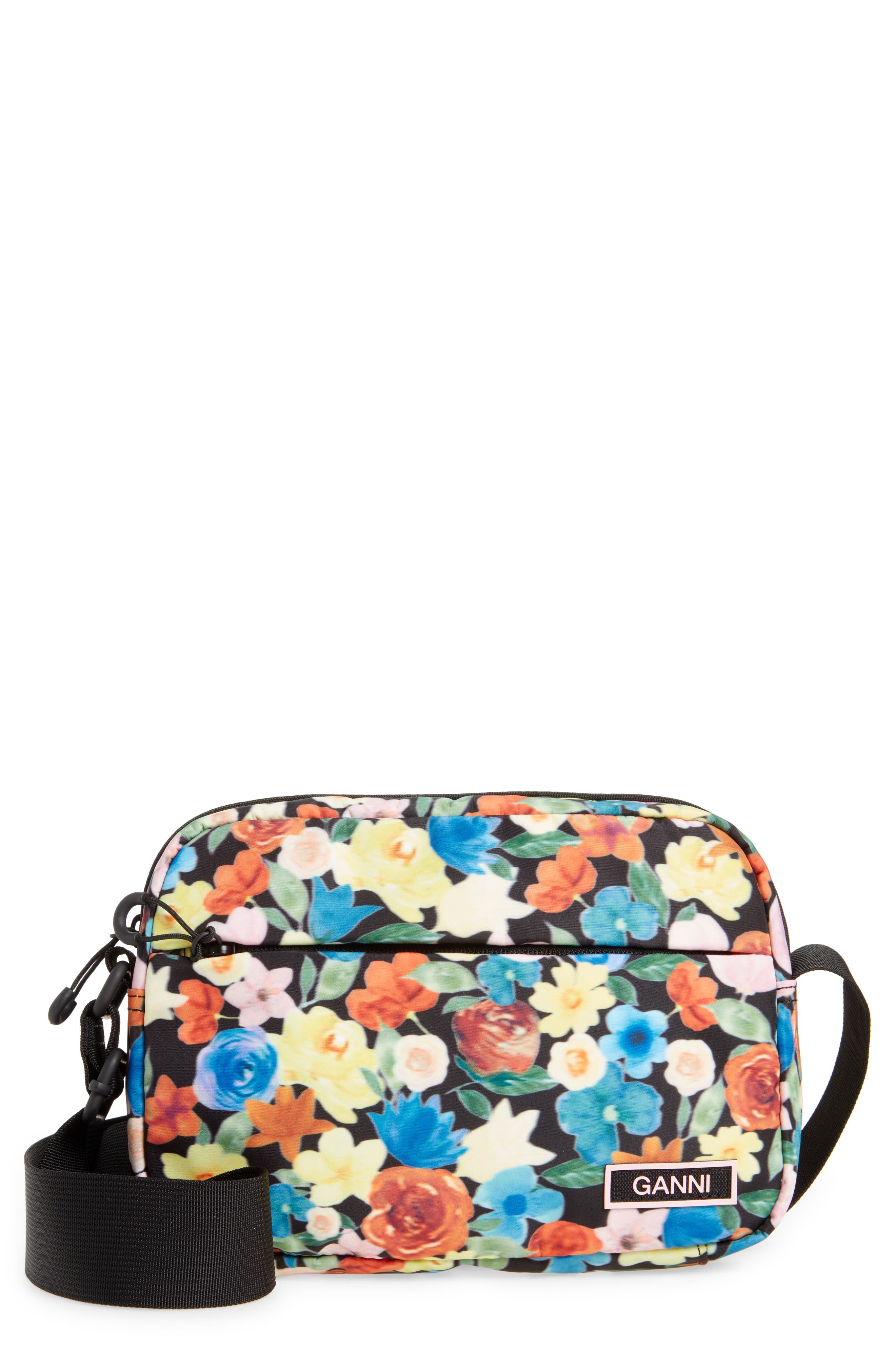 Floral Print Tech Fabric Camera Crossbody Bag, Main, color, MULTICOLOUR