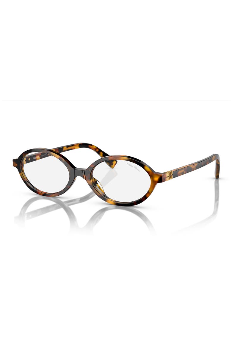 50mm Oval Sunglasses, Alternate, color, HONEY HAVANA / CLEAR BLUE LIGHT FILTER
