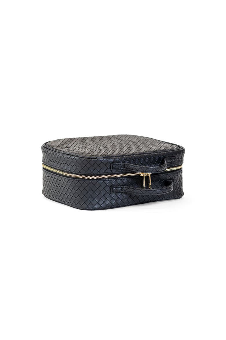 Woven Jet Makeup Bag, Alternate, color, Black