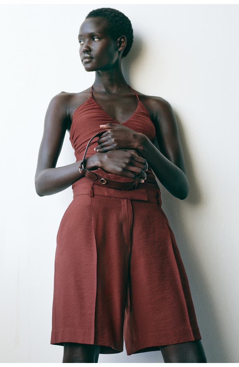 H&M Bermuda shorts, Main, color, Rust Brown