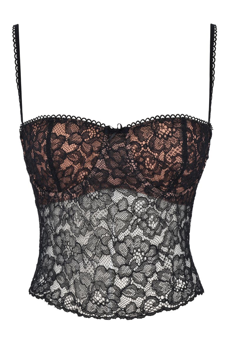 Jacinta Lace Corset Top, Alternate, color, BLACK