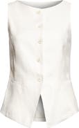 Eleventy Linen Blend Bateau Neck Vest
