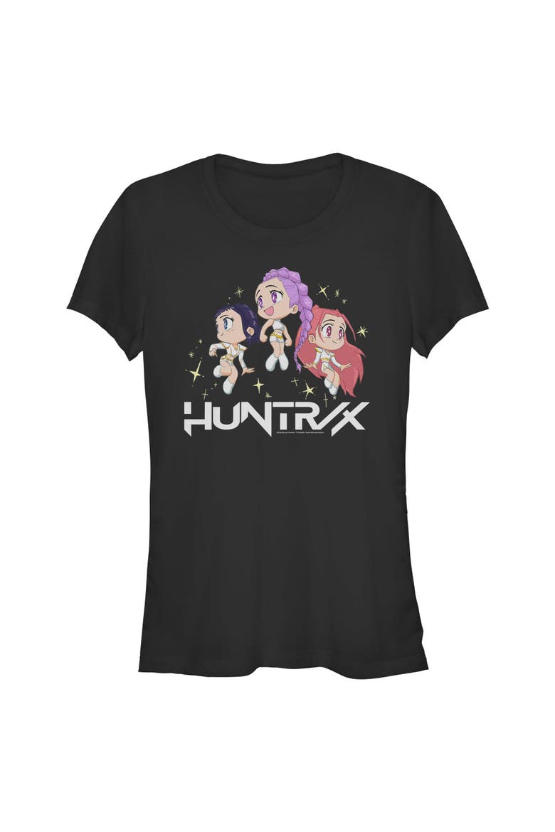 Juniors KPop Demon Hunters Chibi Trio Huntrix T Shirt, Main, color, Black