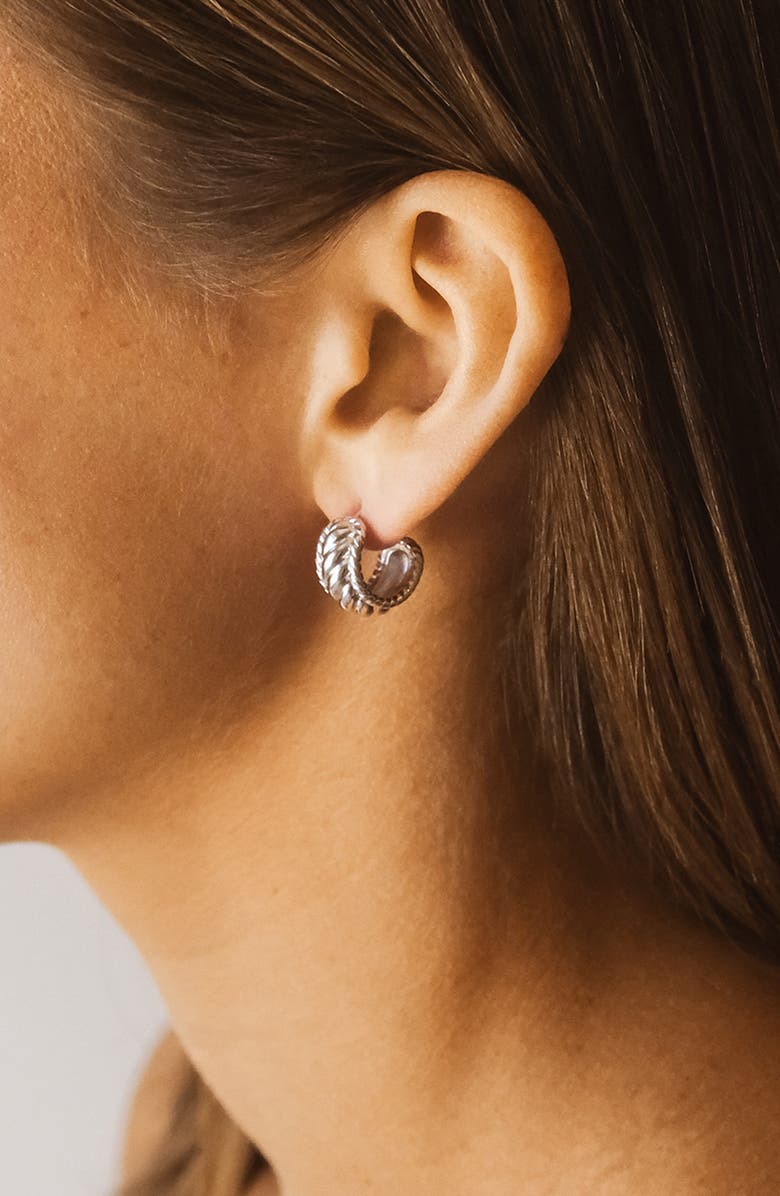 Sterling Forever Kalina Quilted Huggie Hoop Earrings, Alternate, color, Silver