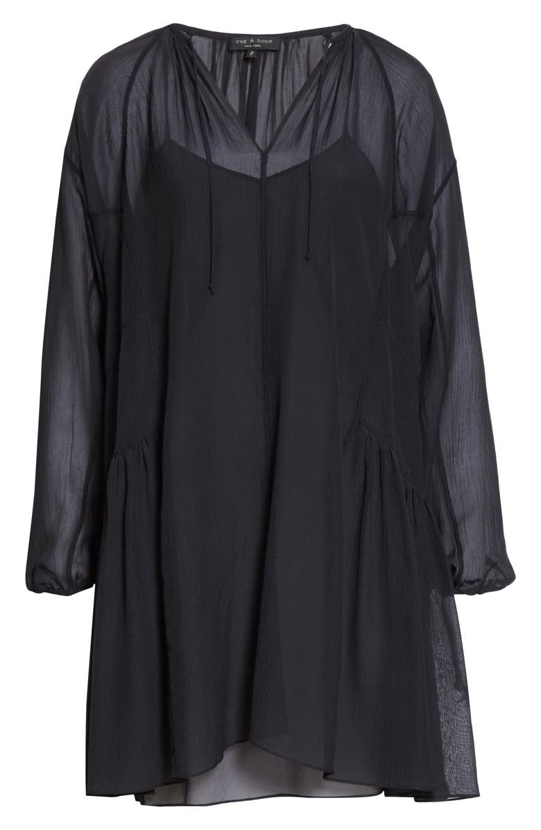 rag & bone Melody Long Sleeve Silk & Cotton Minidress, Alternate, color, 