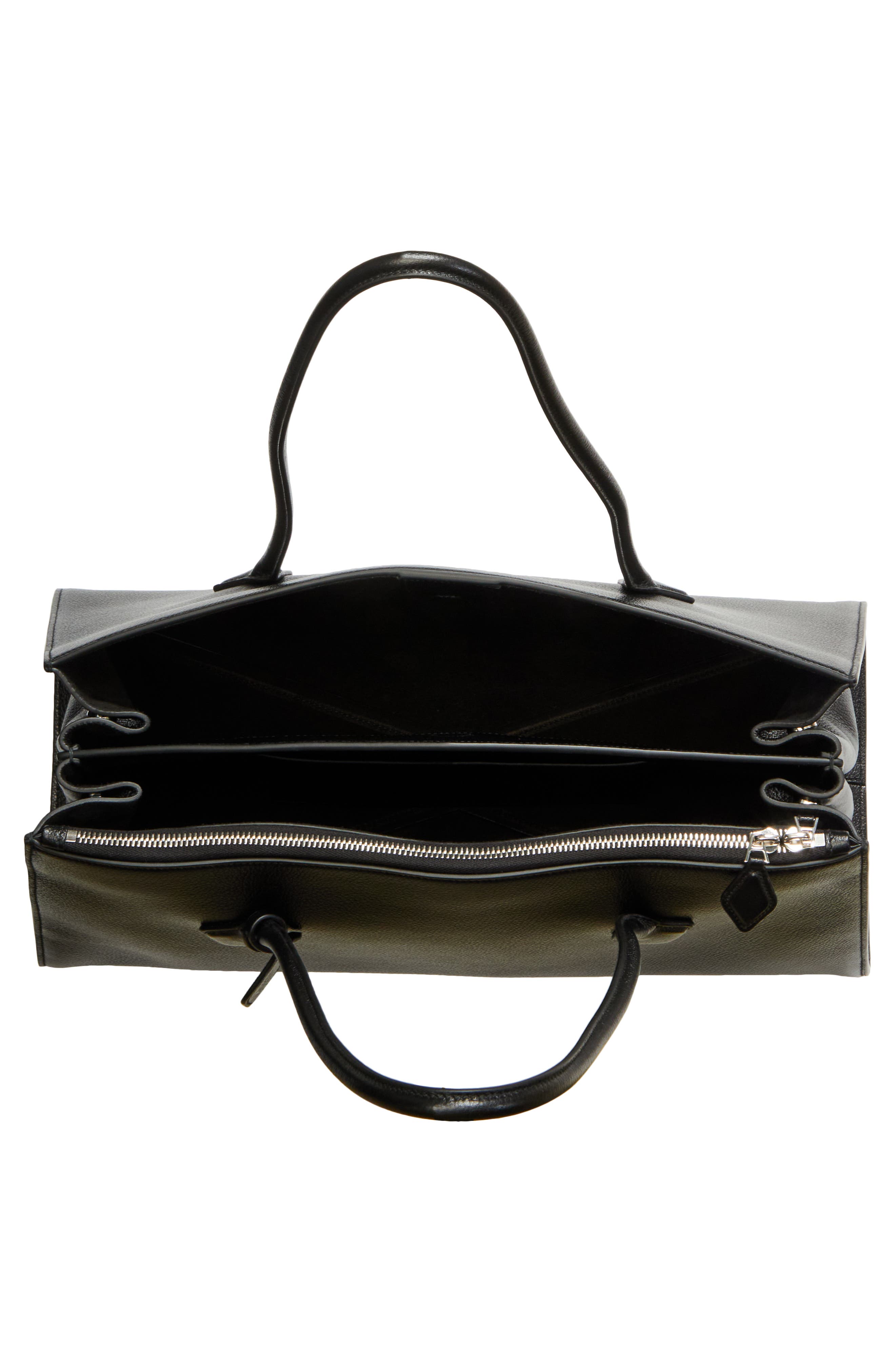 Alaïa Le Teckel Shiny Grained Leather Tote, Alternate, color, Noir