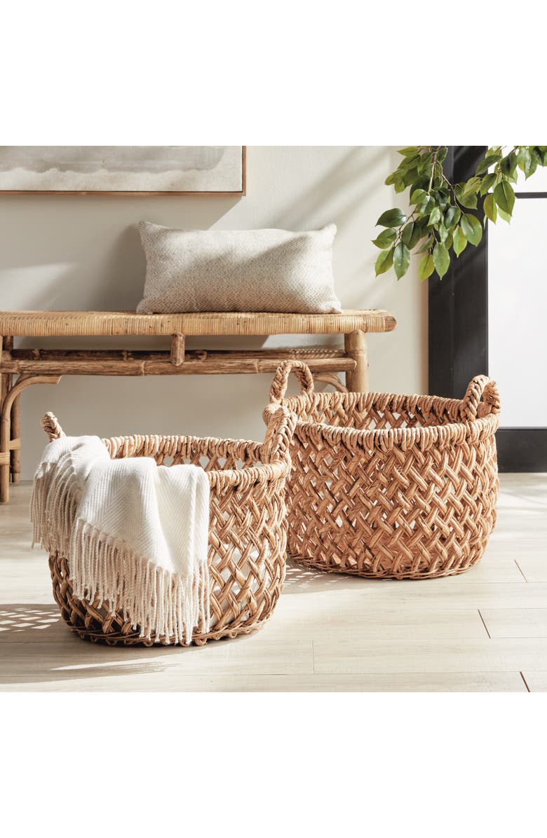 Napa Home & Garden Emlyn Rattan Decorative Baskets Set of 2 With Side Handles, Alternate, color, 