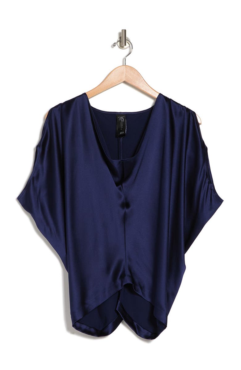 Zero + Maria Cornejo Cold Shoulder Crepe Back Satin Top, Alternate, color,