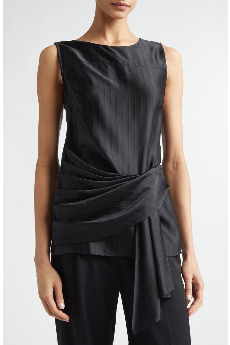 Fonda Draped Asymmetric Top, Alternate, color, BLACK