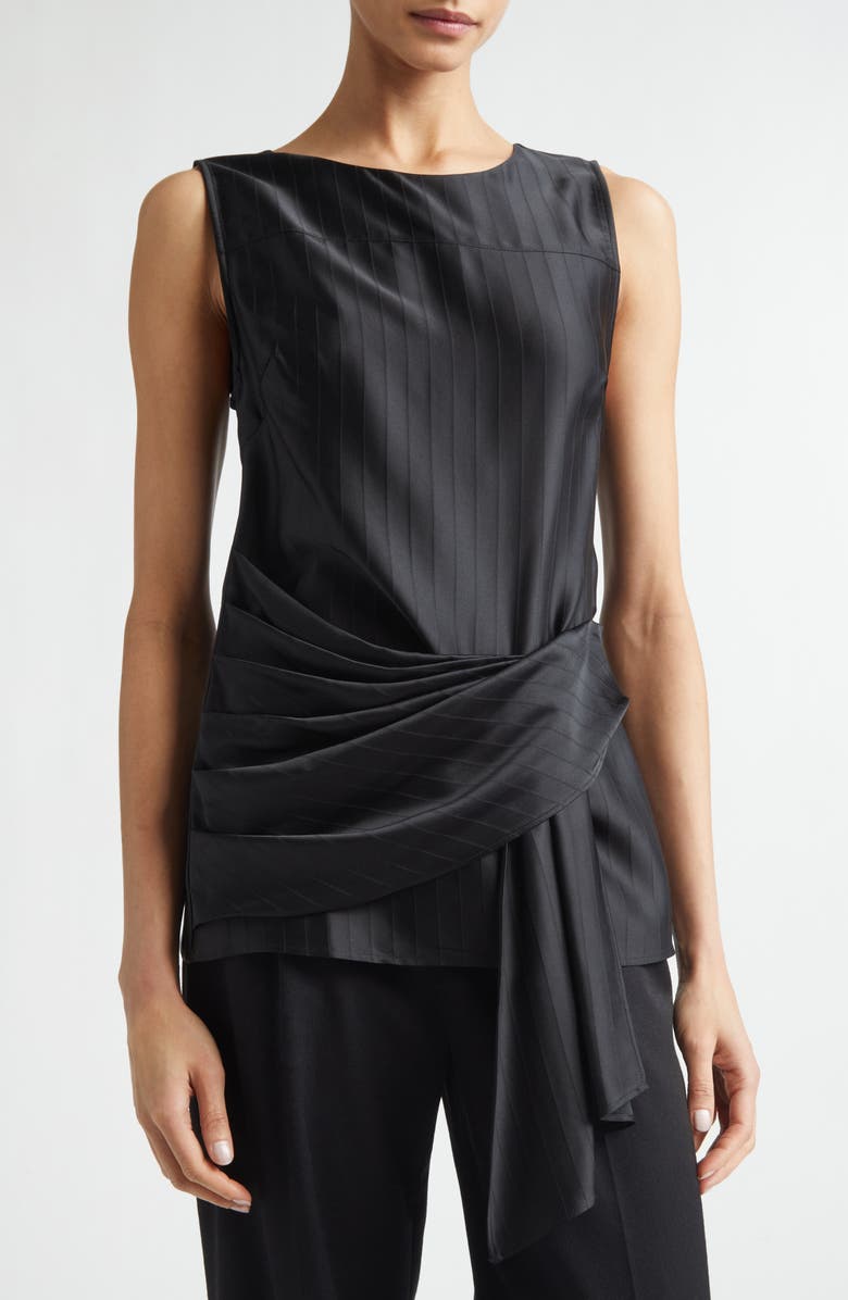 LOULOU DE SAISON Fonda Draped Asymmetric Top, Alternate, color, Black