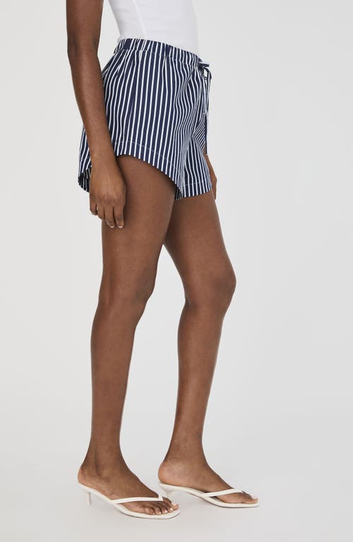 French Connection Alexis Rounded Drawstring Shorts In Marine Summer White