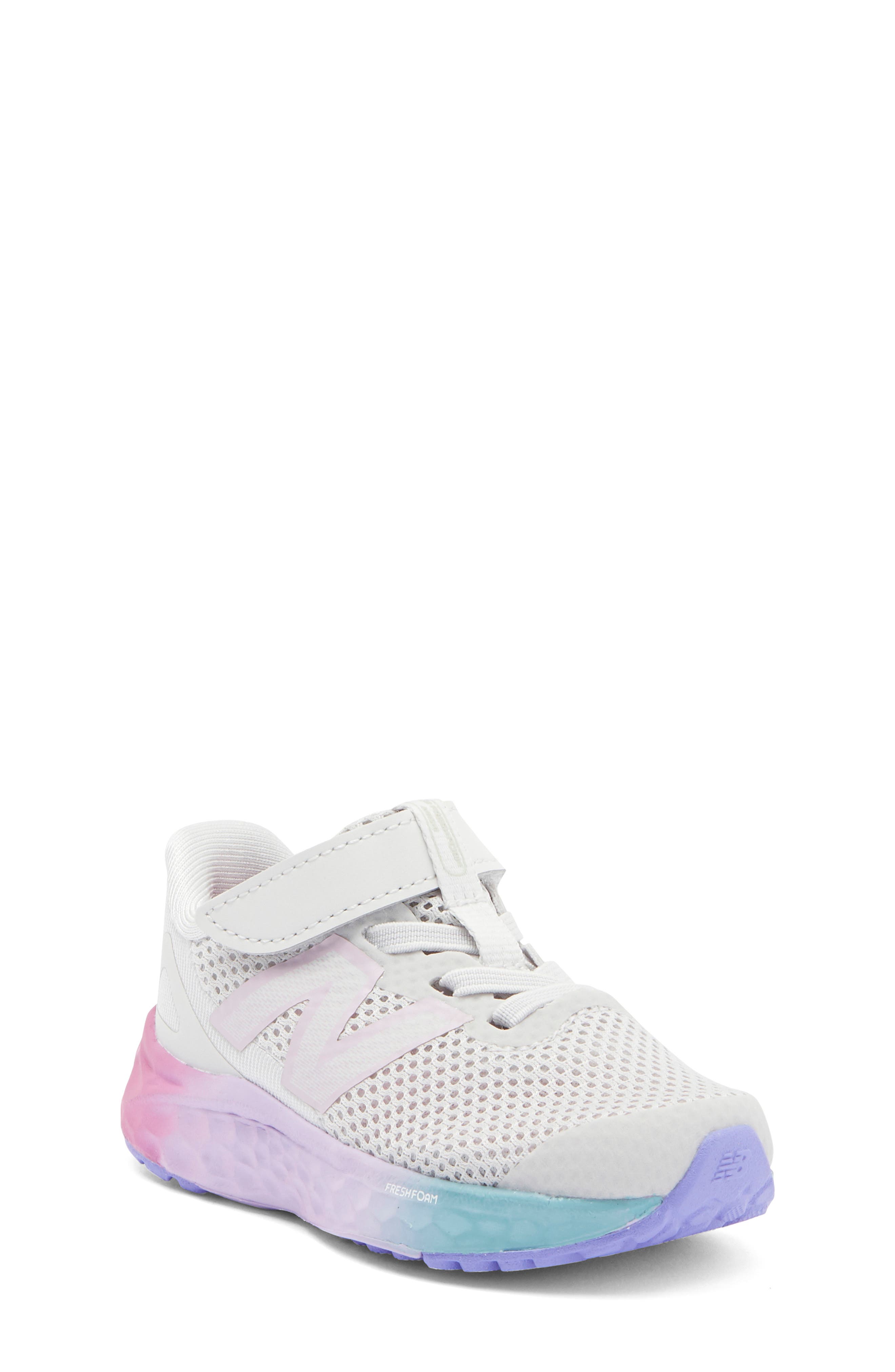 New Balance Kids' Ari Sneaker, Main, color, Grey Matter/ Mid Century Pink