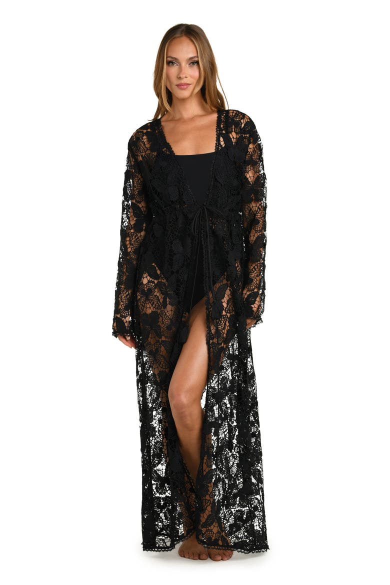 Butterfly Long Sleeve Cover-Up, Alternate, color, BLACK
