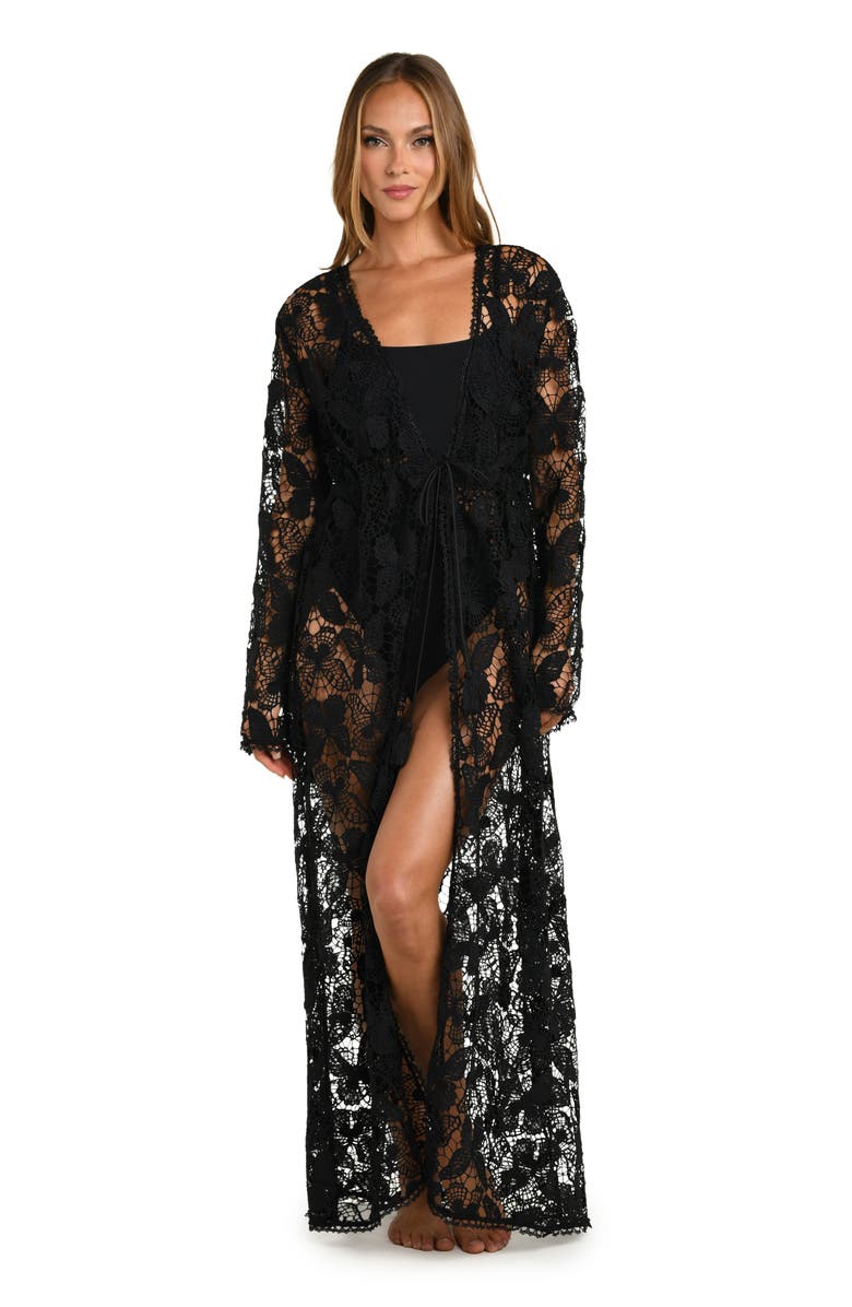 L'AGENCE Butterfly Long Sleeve Cover-Up, Alternate, color, Black