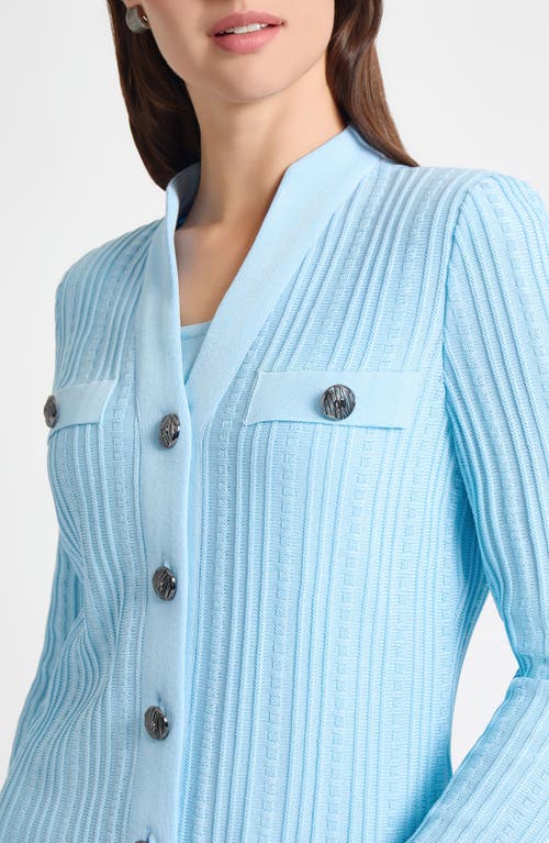 Ming Wang Heritage Fit Rib Knit Jacket In Blue