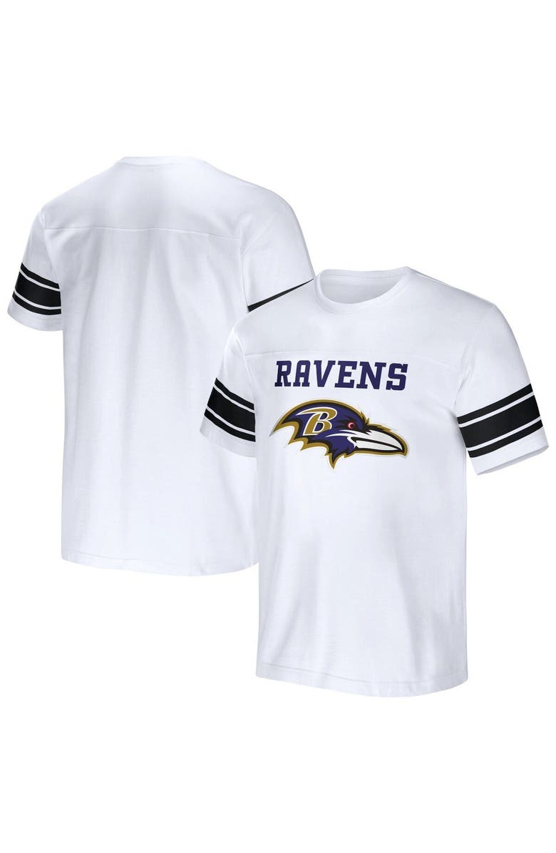 NFL X DARIUS RUCKER Men's NFL x Darius Rucker Collection by Fanatics White Baltimore Ravens Football Striped T-Shirt, Alternate, color,