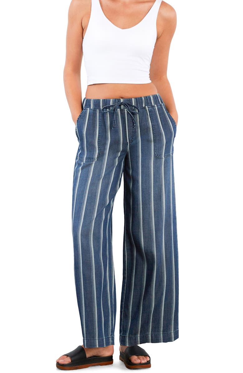 Billy T Daydream Stripe Tie Waist Wide Leg Pants, Alternate, color, Indigo Cabana Stripe
