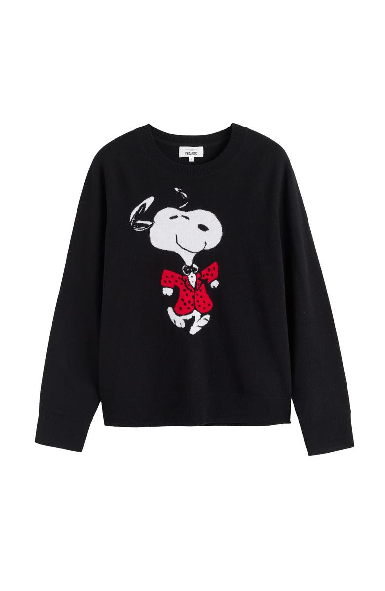 Chinti & Parker Wool-Cashmere Crewneck Dancing Snoopy Sweater, Alternate, color, 