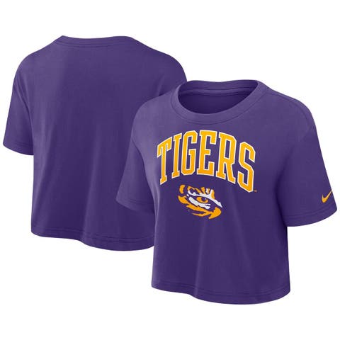 Women's Nike Purple LSU Tigers Athletic Prep Arch Dri-FIT Cropped T-Shirt