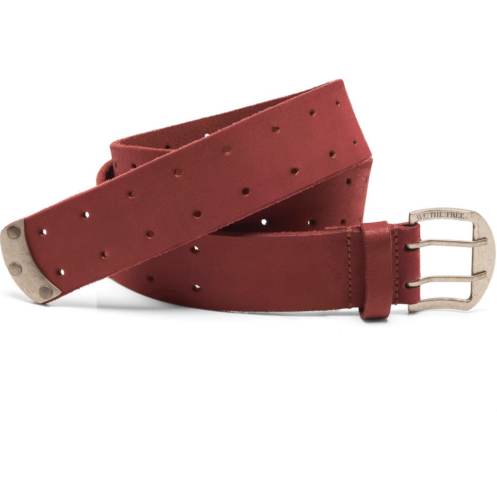 Free People Wtf Double Cross Leather Belt In Burgundy